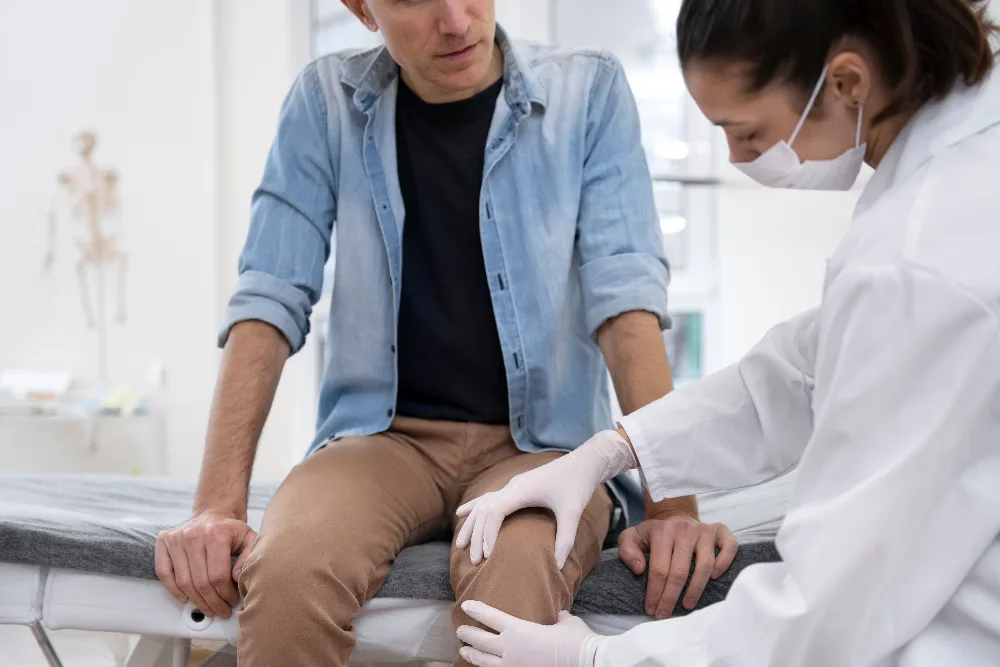 Physiotherapist consulting with a patient after a motor vehicle accident