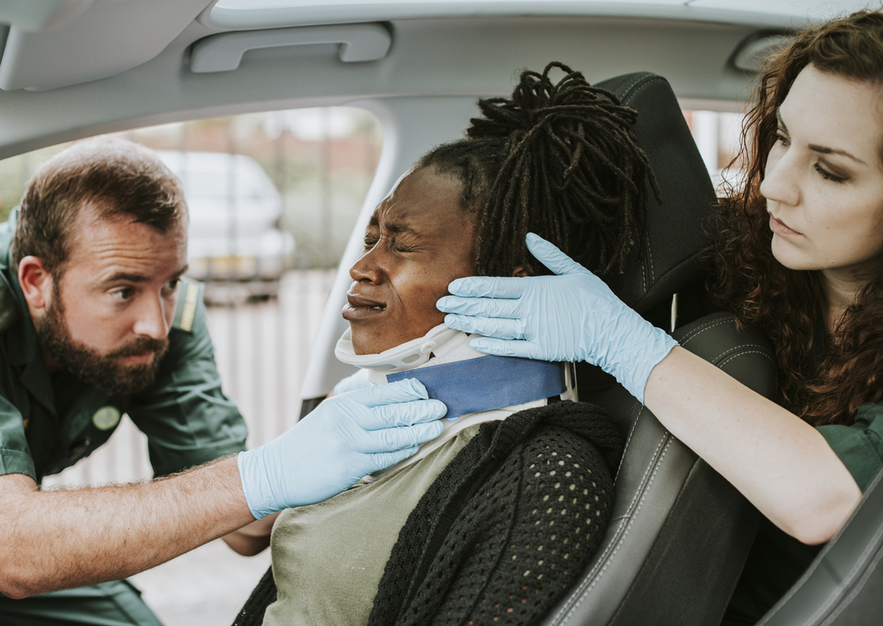 Patient receiving physiotherapy treatment after a car accident